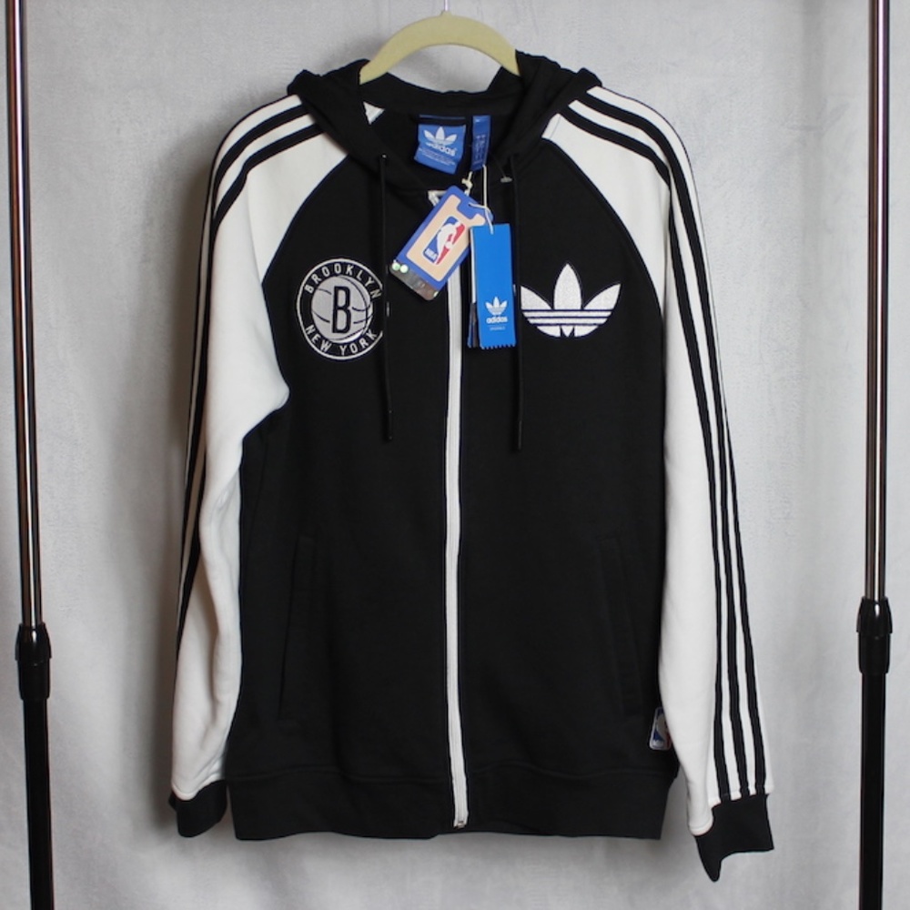 adidas Soft Fleece Brooklyn Nets Zip Up Hoodie